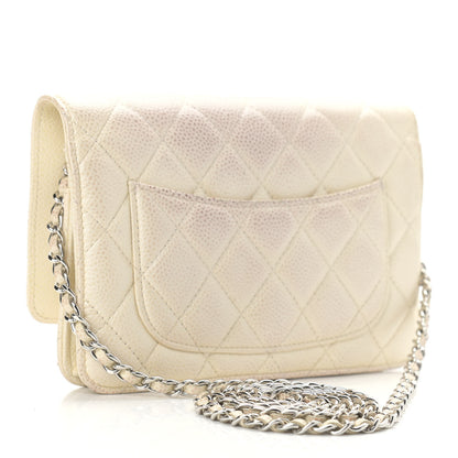 Chanel Iridescent Caviar Quilted Wallet On Chain WOC Ivory 3 of 15