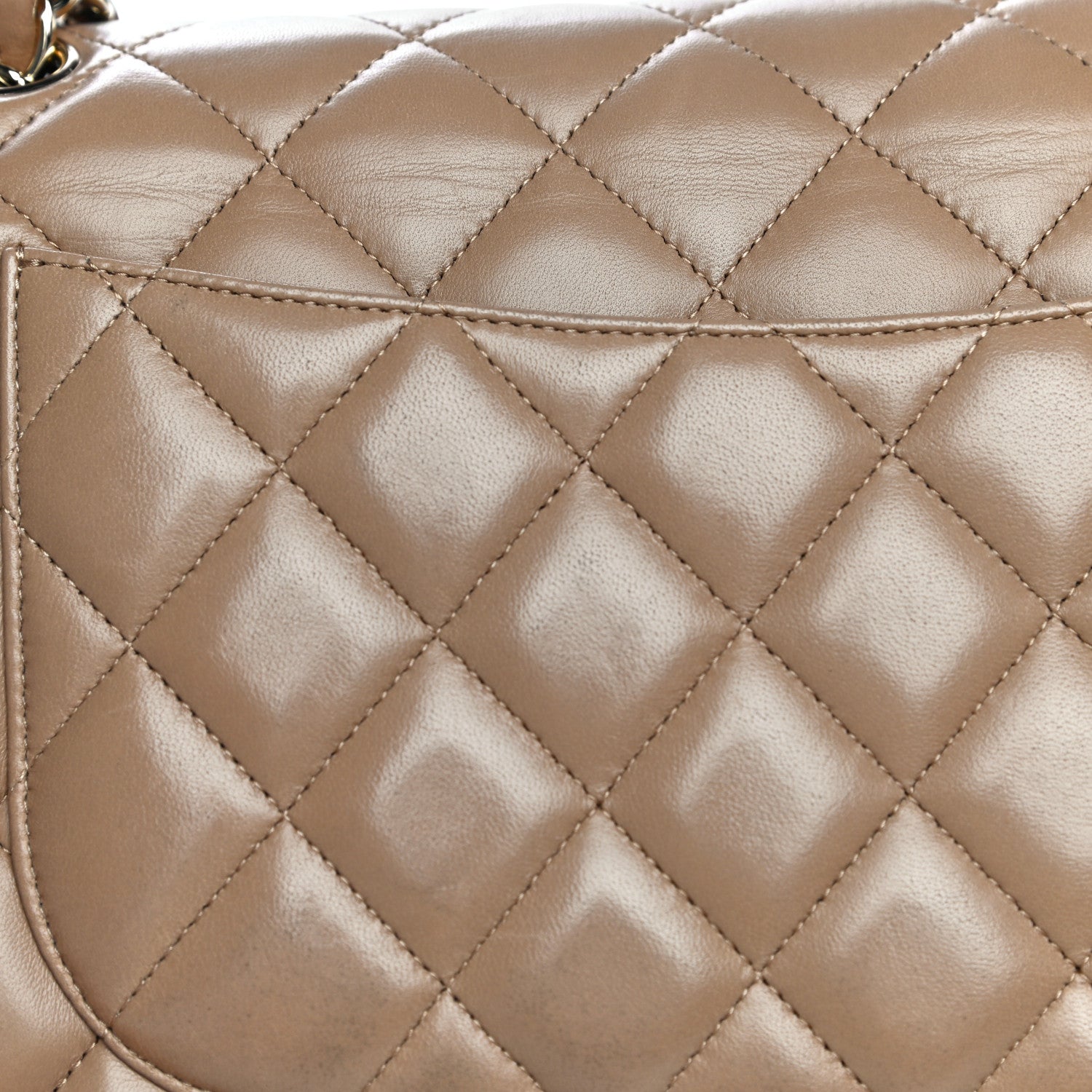 Chanel Lambskin Quilted Jumbo Double Flap Dark Beige 31 of 31