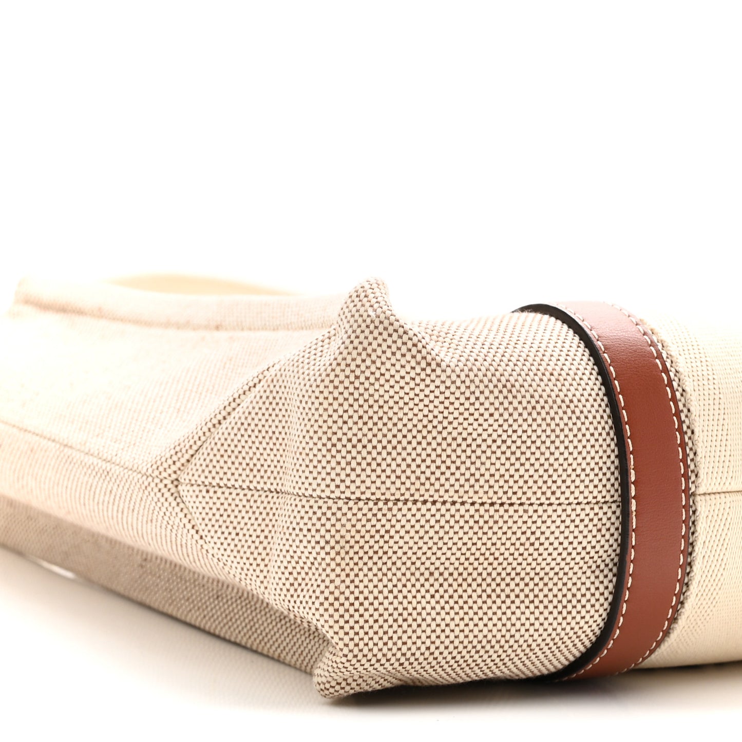 Cotton Calfskin Medium Woody Ribbon Tote White Brown