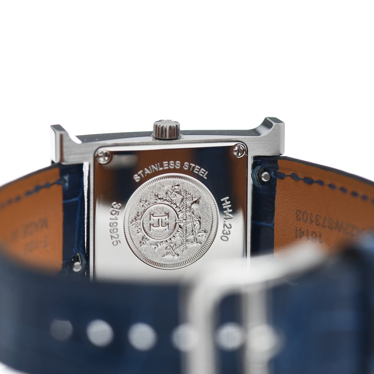Stainless Steel Alligator Diamond Bezel Aventurine 21mm Heure H Hour Quartz Watch Bleu Saphir