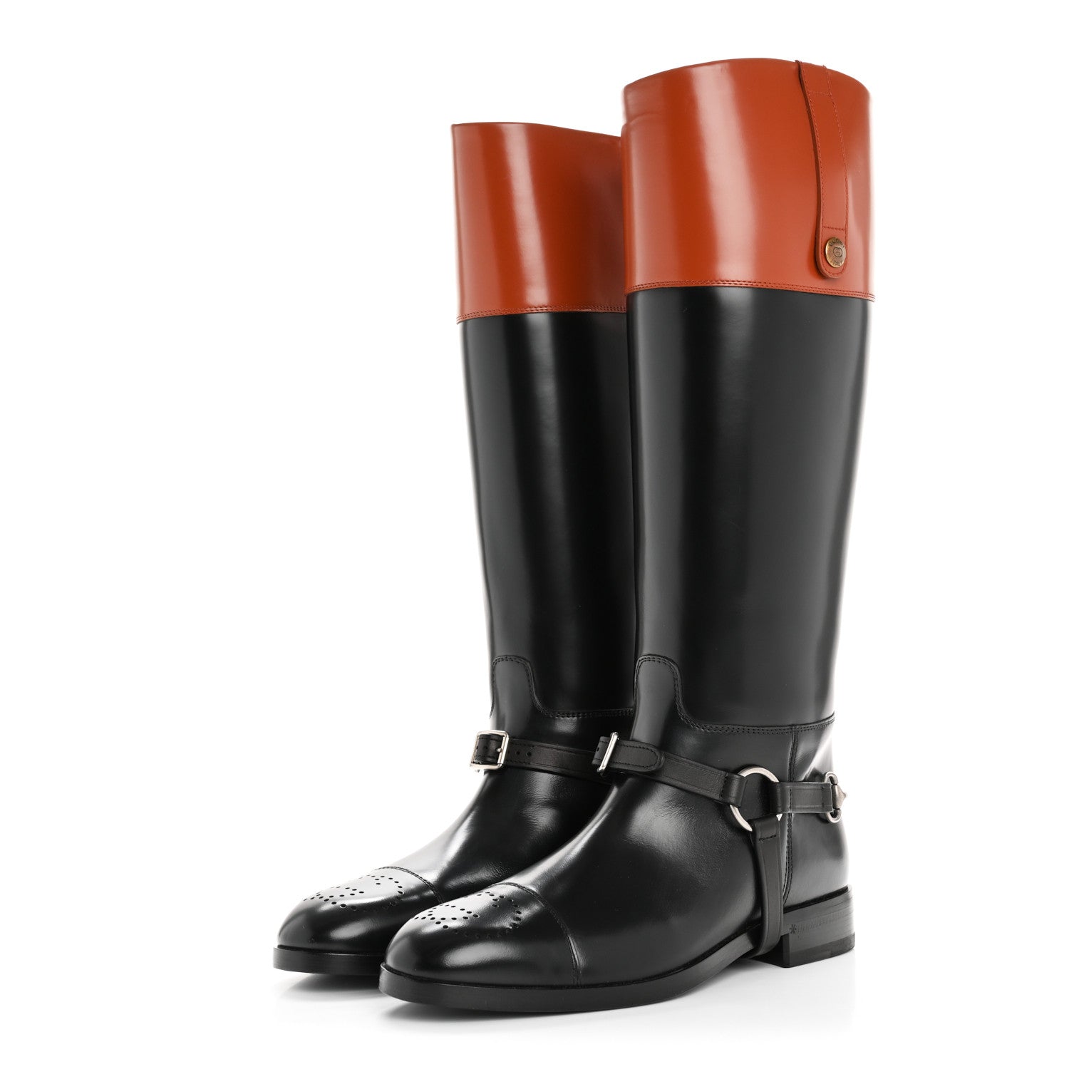 Gucci Cordovan Lux Mens Zelda Harness Riding Boots 8 Black Amber Honey 3 of 8