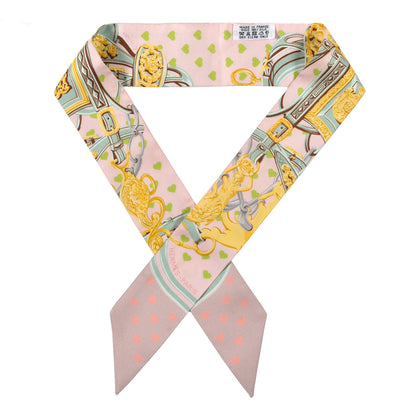 Hermes Silk Brides de Gala Love Twilly Parme Vert D Eau Vieux Rose 1 of 4