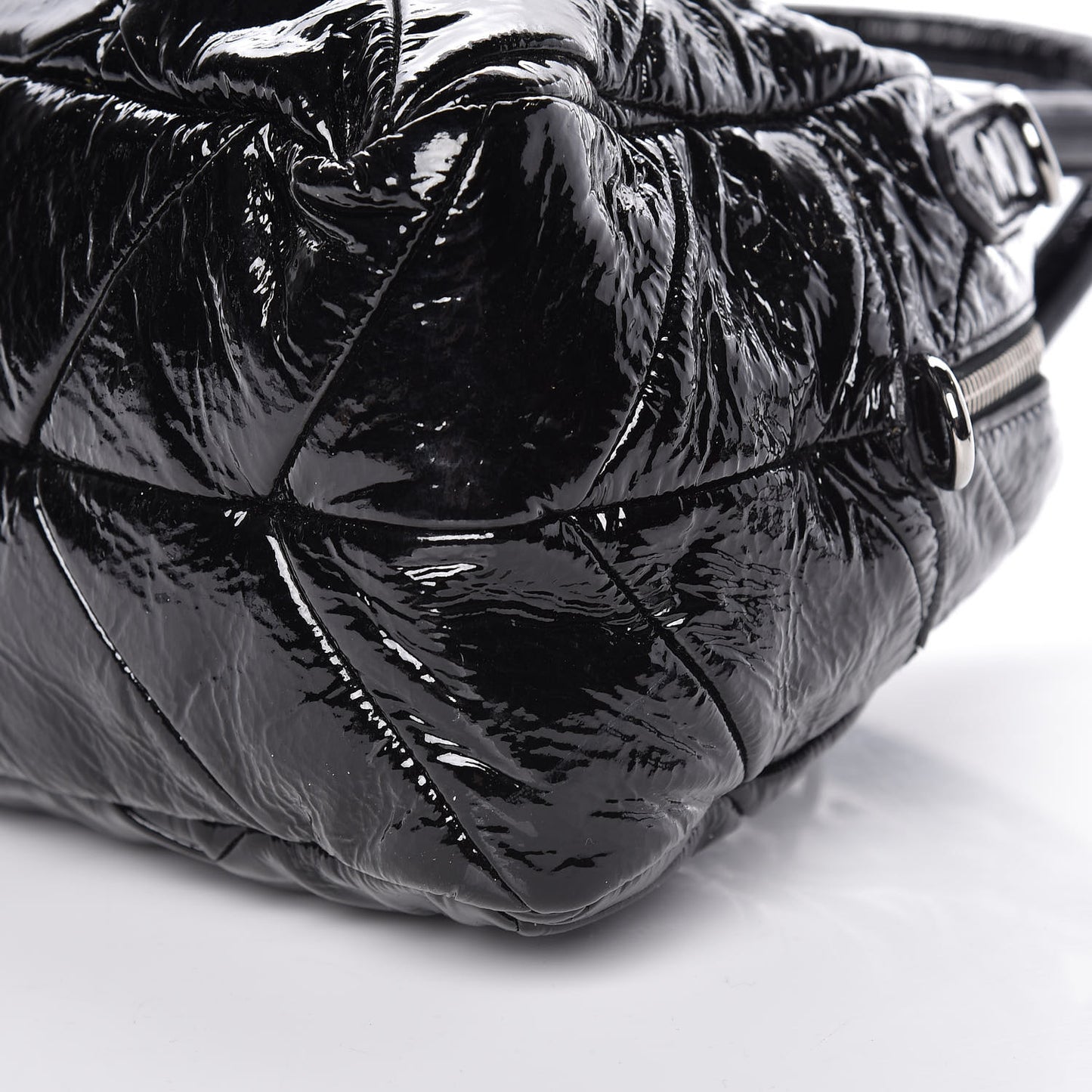 Vernice Chevron Dome Satchel Black