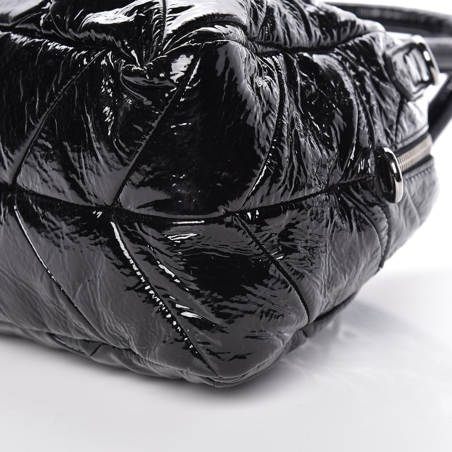 Prada Vernice Chevron Dome Satchel Black 11 of 12