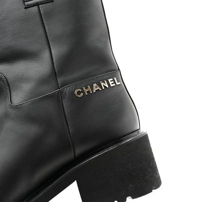 Chanel Calfskin CC Ankle Boots 40 Black 10 of 12