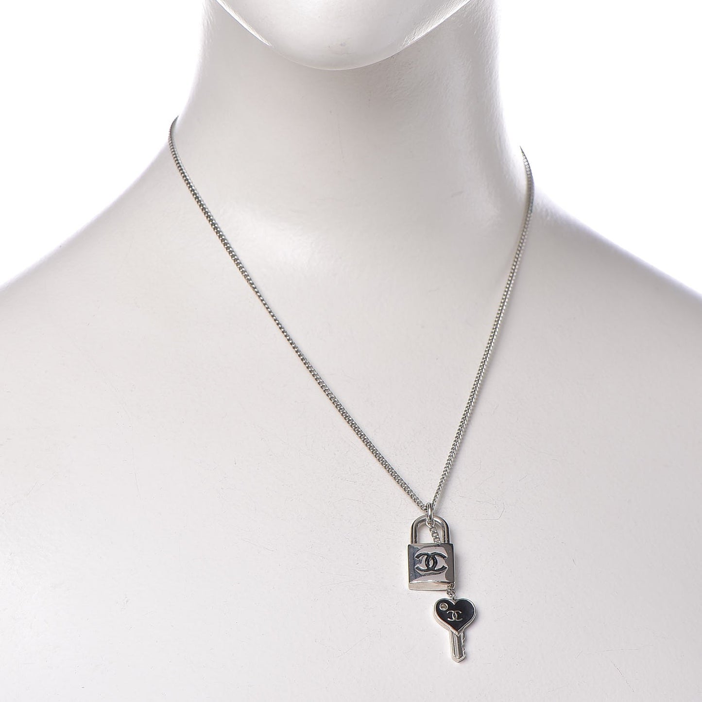 Metal Lock Key Necklace Silver