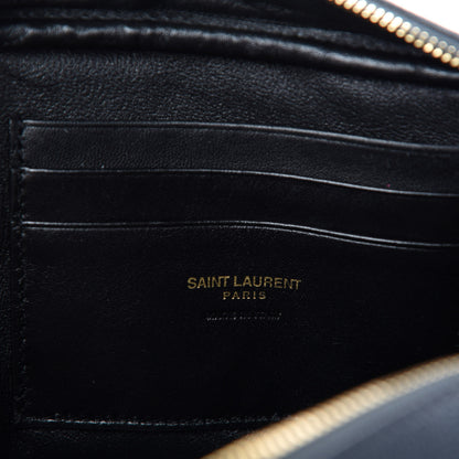 Saint Laurent Grain De Poudre Matelasse Monogram Mini Lou Camera Bag Dark Smog 8 of 11