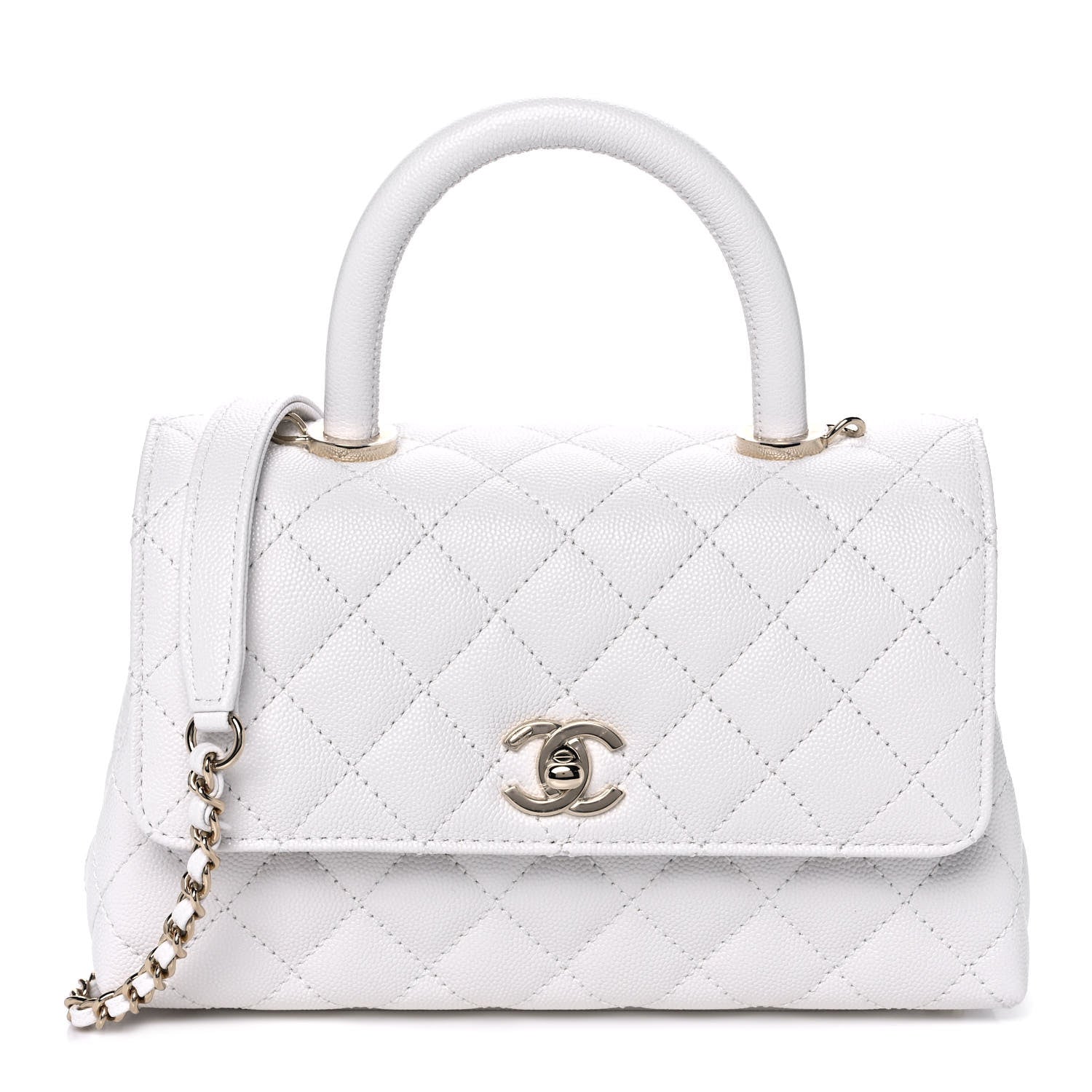 Chanel Caviar Quilted Mini Coco Handle Flap White 1 of 12