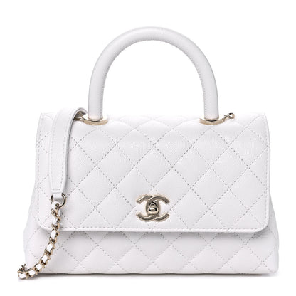 Chanel Caviar Quilted Mini Coco Handle Flap White 1 of 12