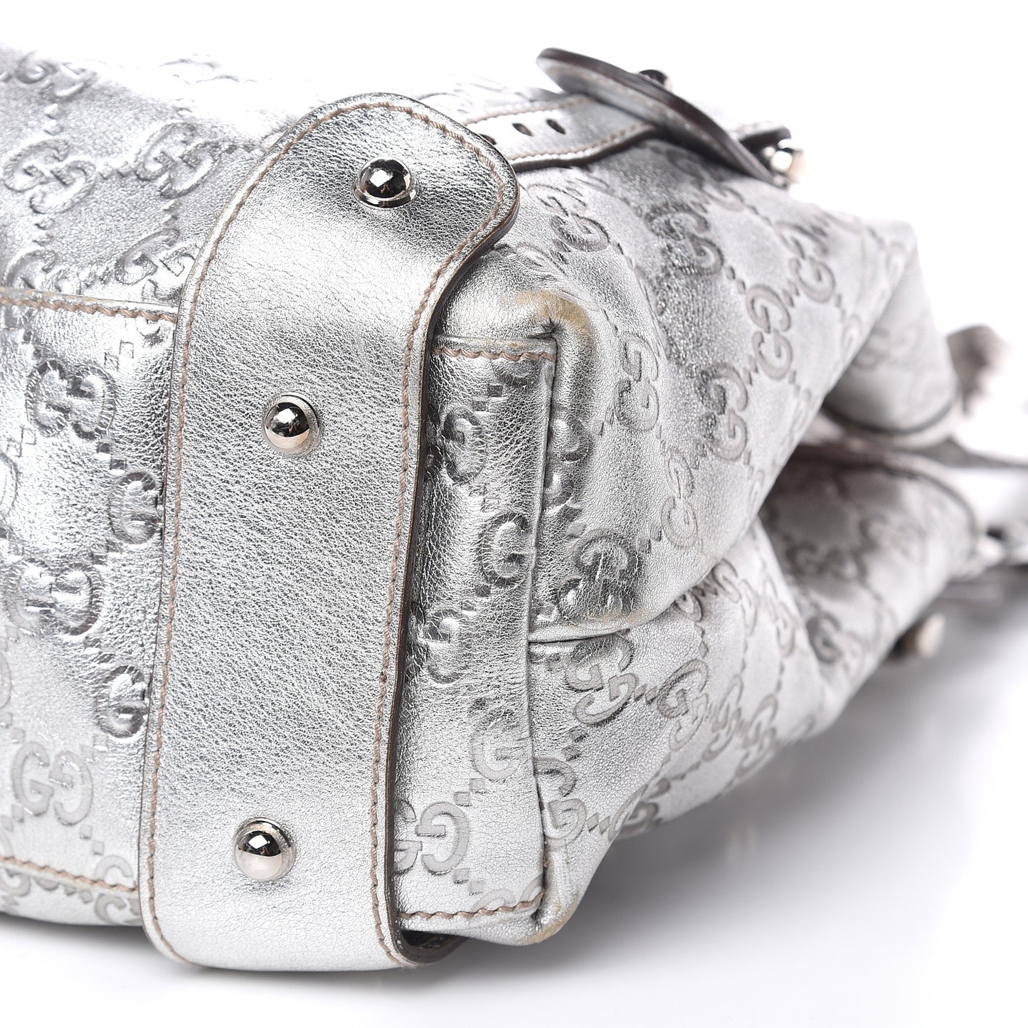Metallic Guccissima Small Pelham Shoulder Bag Silver