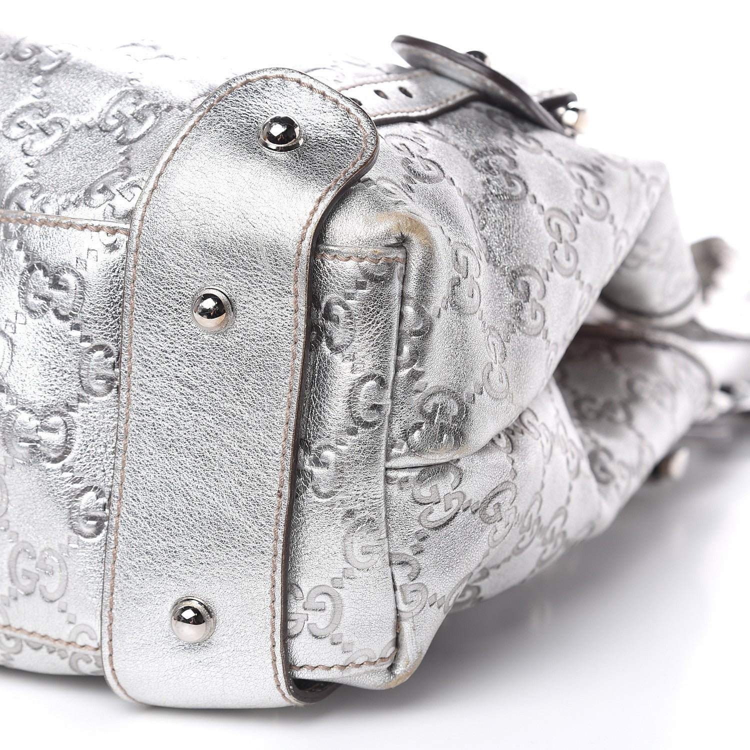 Gucci Metallic Guccissima Small Pelham Shoulder Bag Silver 9 of 14