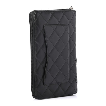 Chanel Calfskin Quilted Cambon Zip Around Organizer Wallet Black 3 of 8