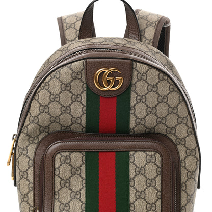 Gucci GG Supreme Monogram Calfskin Web Small Ophidia Day Backpack Beige Ebony New Acero 8 of 12