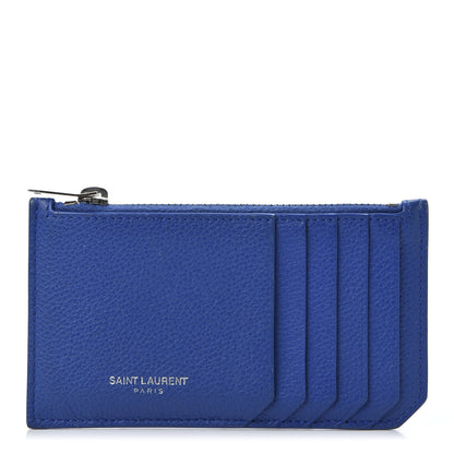 Saint Laurent Grained Calfskin 5 Fragments Zip Pouch Card Holder Deep Marjorelle 1 of 8