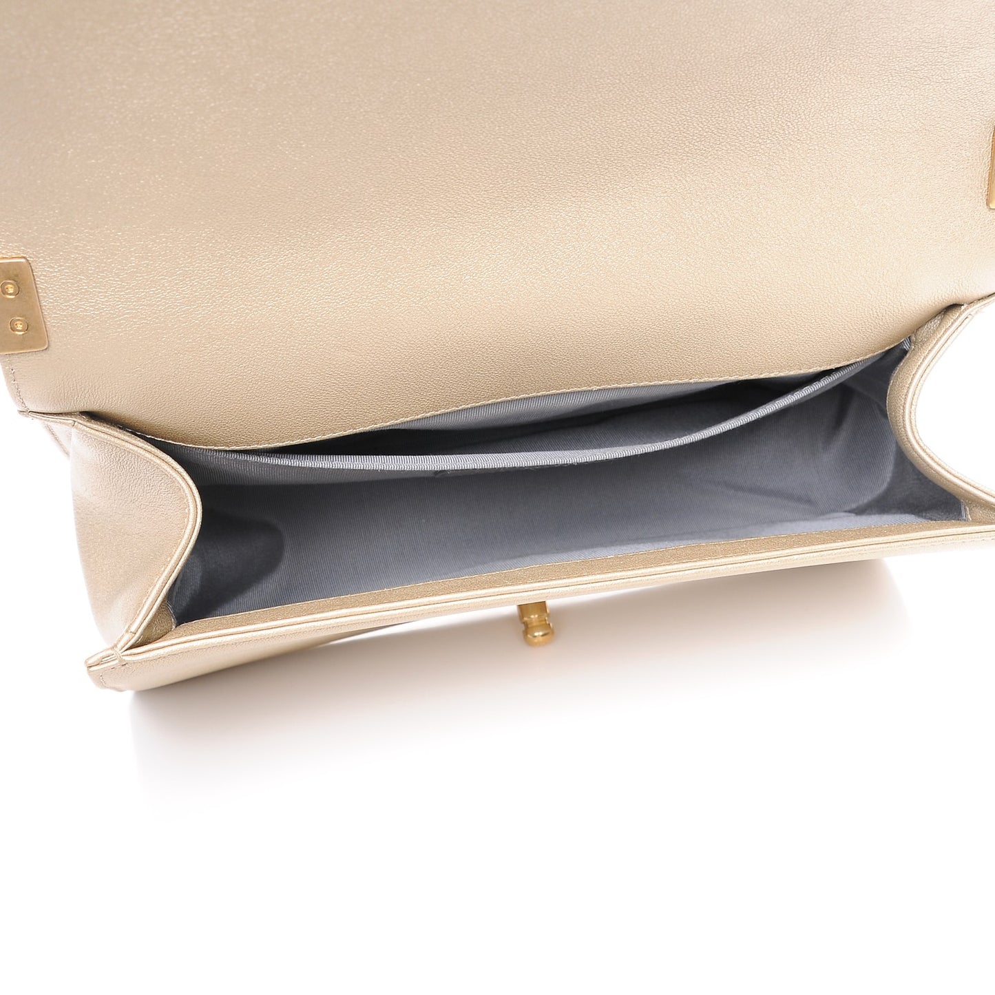 Metallic Lambskin Medium Golden CC Boy Flap Dark Gold