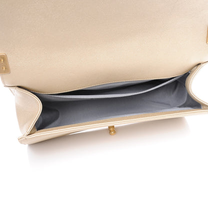 Chanel Metallic Lambskin Medium Golden CC Boy Flap Dark Gold 5 of 8