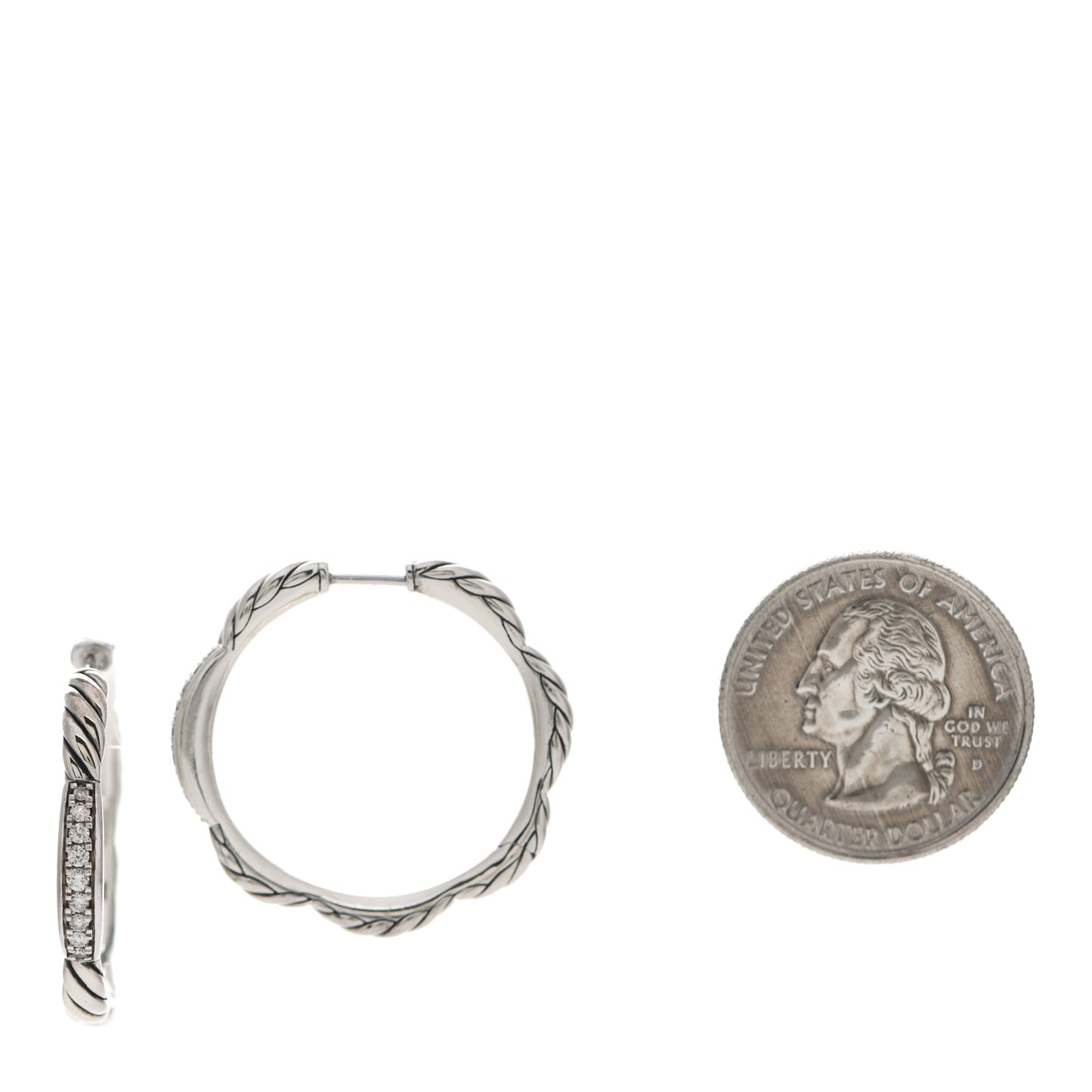 Sterling Silver Diamond Tides Hoop Earrings