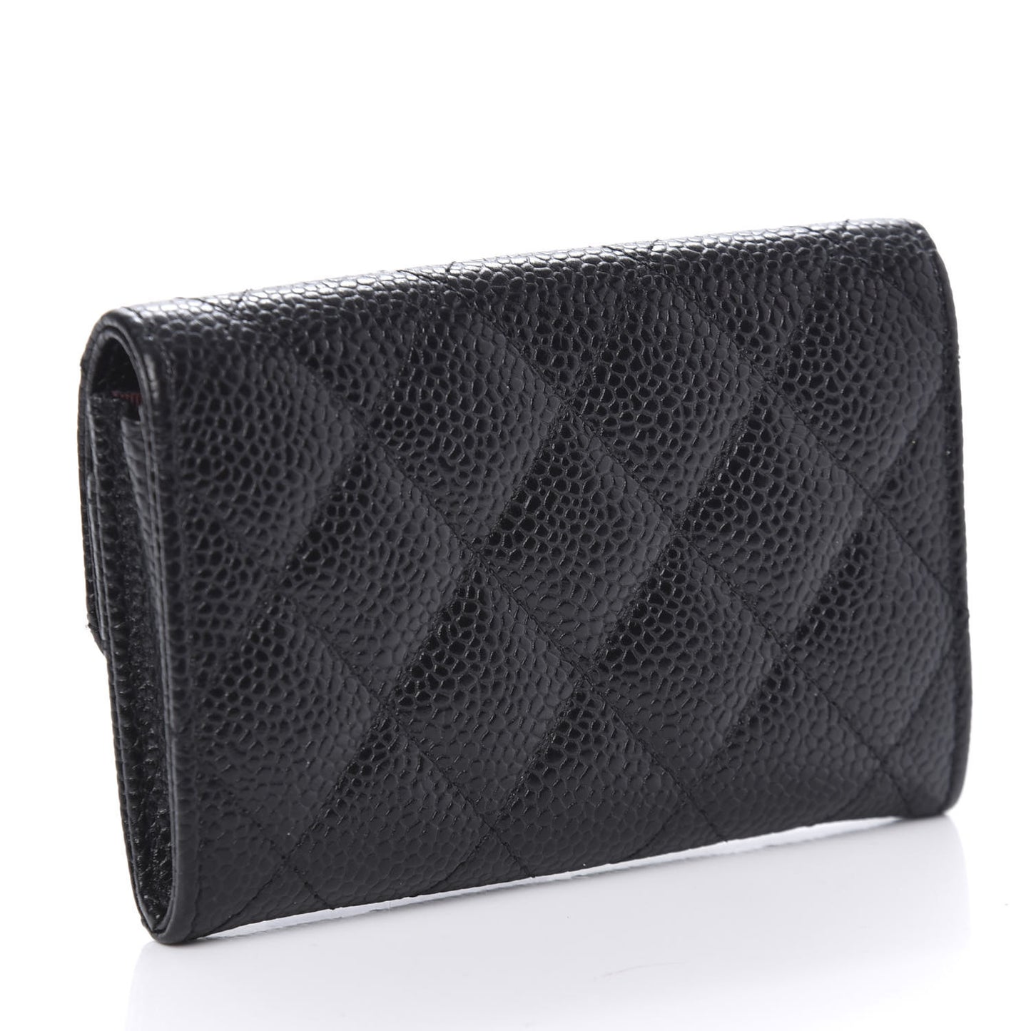 Caviar Quilted Flap Card Holder Black