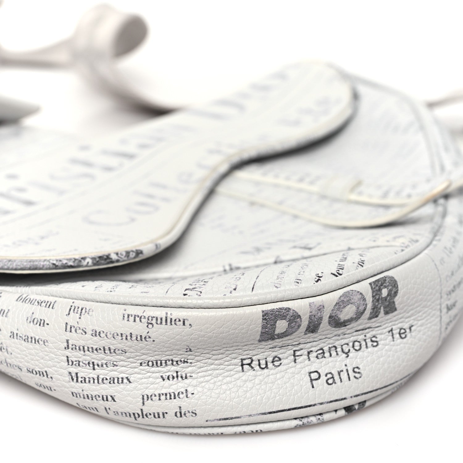 Christian Dior X DANIEL ARSHAM Grained Calfskin Newspaper Print Saddle Bag White 9 of 11