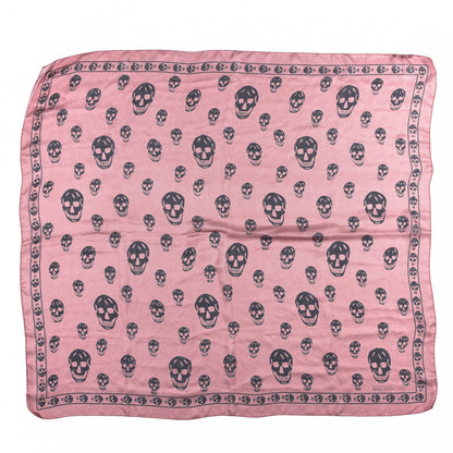 Alexander McQueen Silk Chiffon Skull Scarf Pink Black 1 of 4