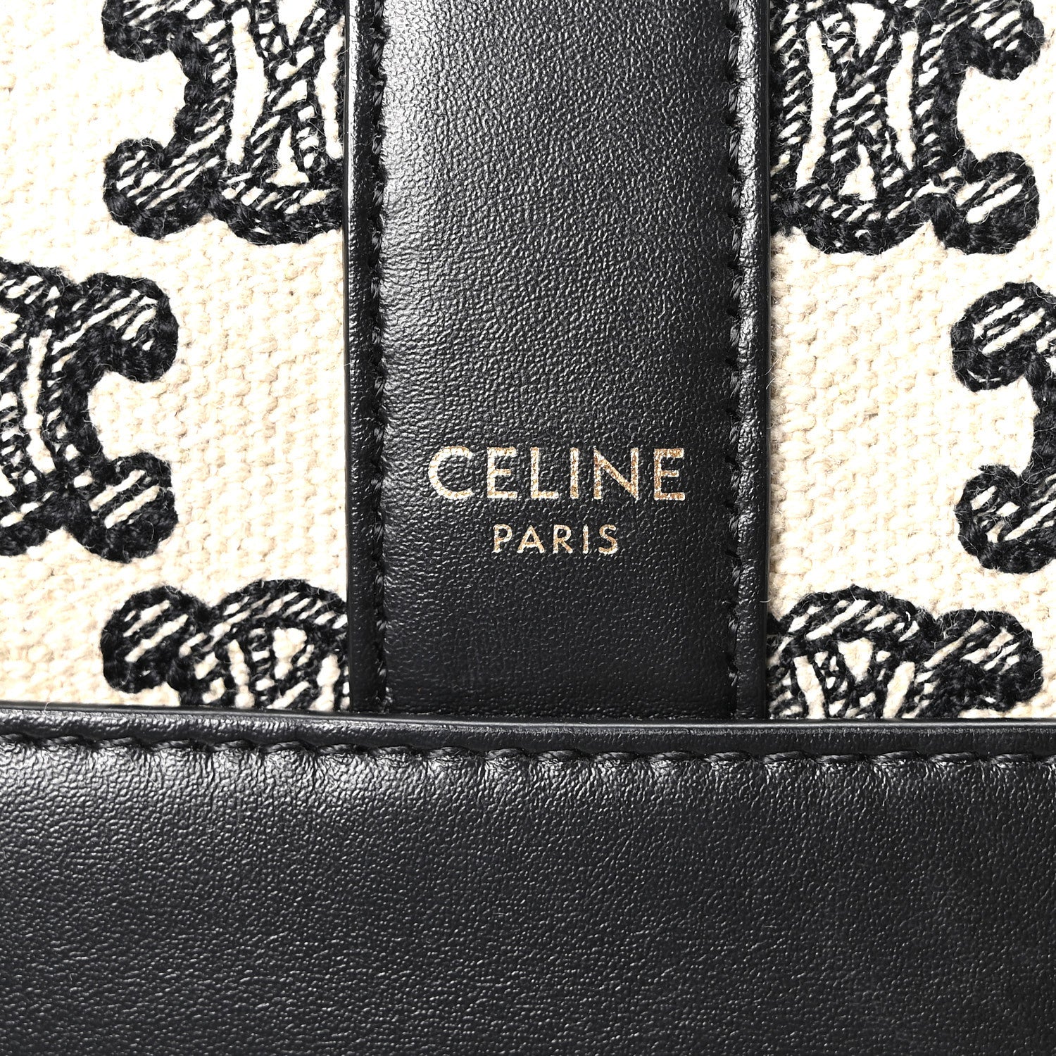 Celine Canvas Calfskin Triomphe Embroidered Small Bucket Bag 6 of 10
