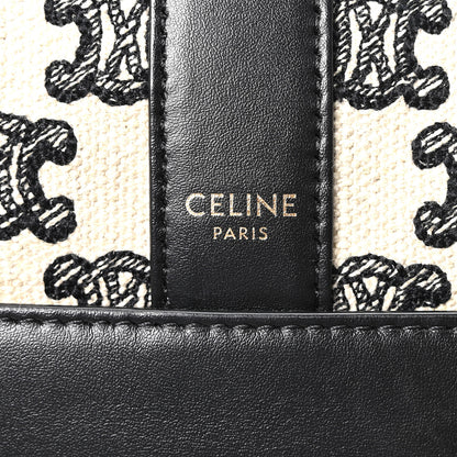 Celine Canvas Calfskin Triomphe Embroidered Small Bucket Bag 6 of 10