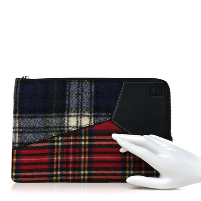 Loewe Wool Calfskin Puzzle Flat Pouch Black Multicolor 2 of 6