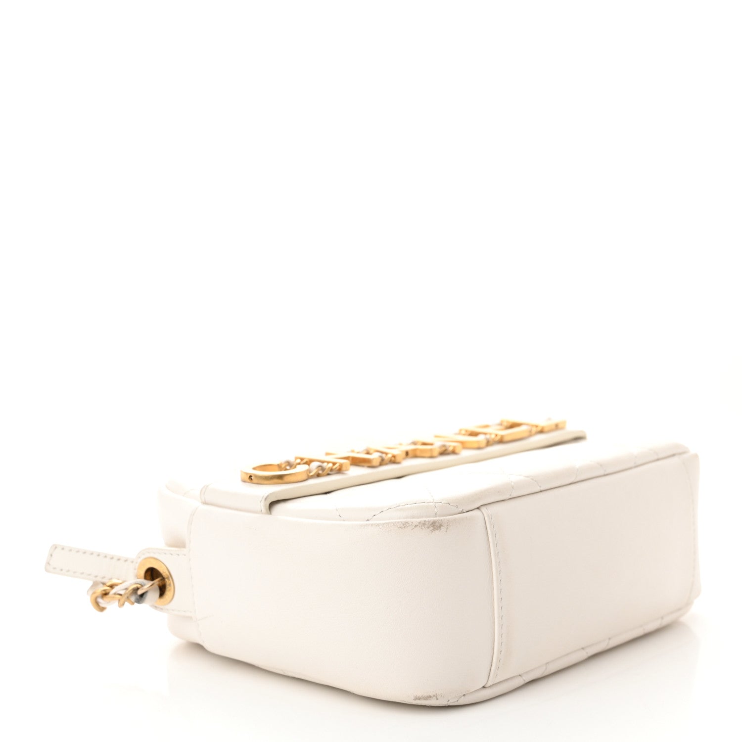 Chanel Calfskin Quilted Enchained Camera Case Bag White 4 of 13