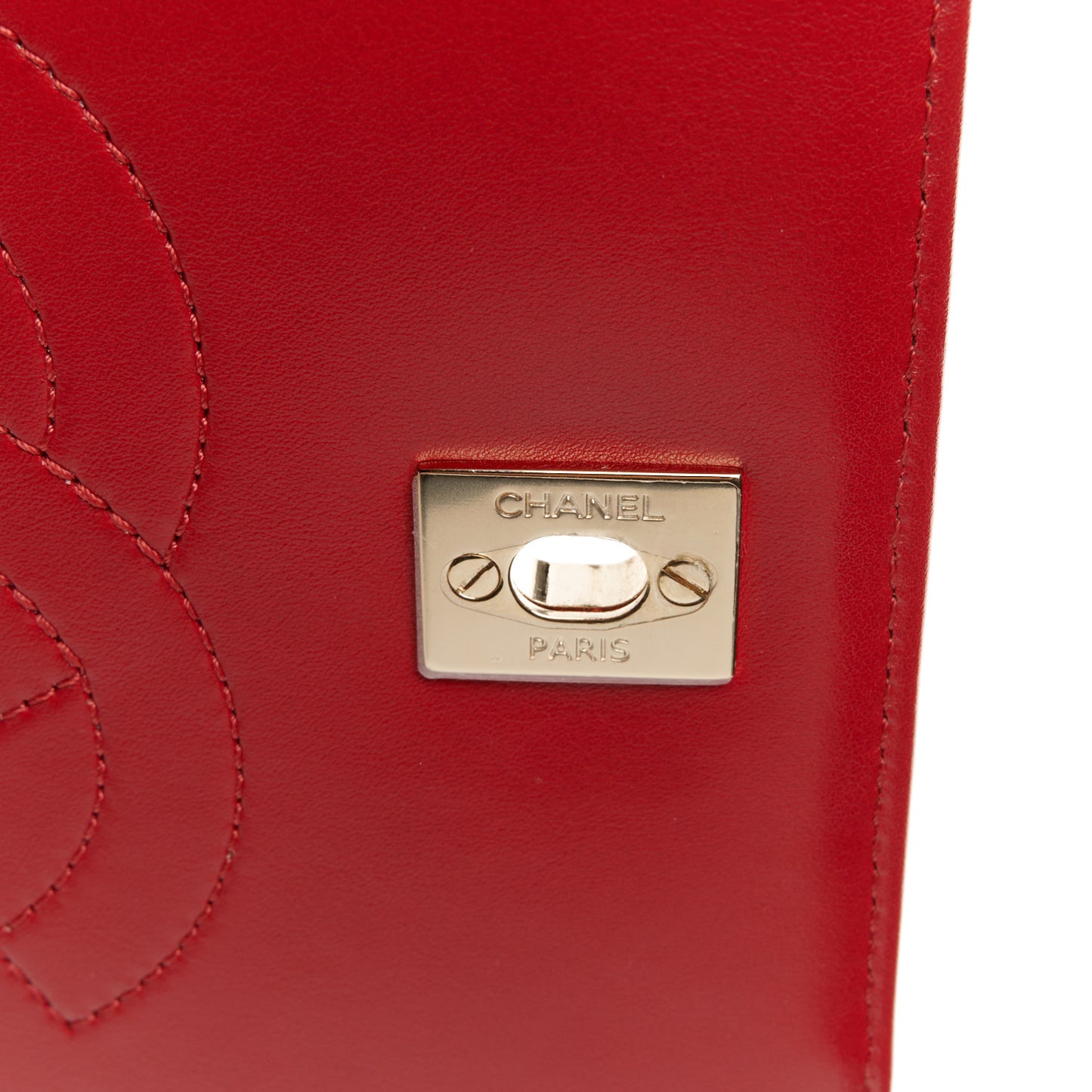 Calfskin Chevron Quilted Large Statement Flap Red