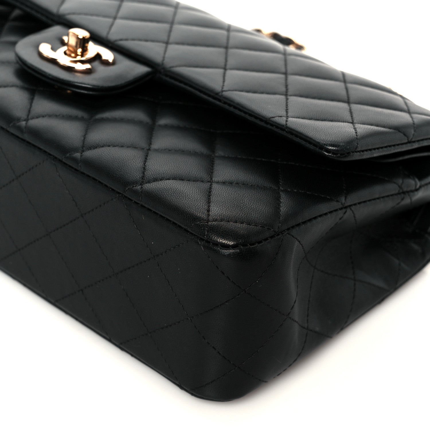 Chanel Lambskin Quilted Medium Double Flap Black 11 of 12