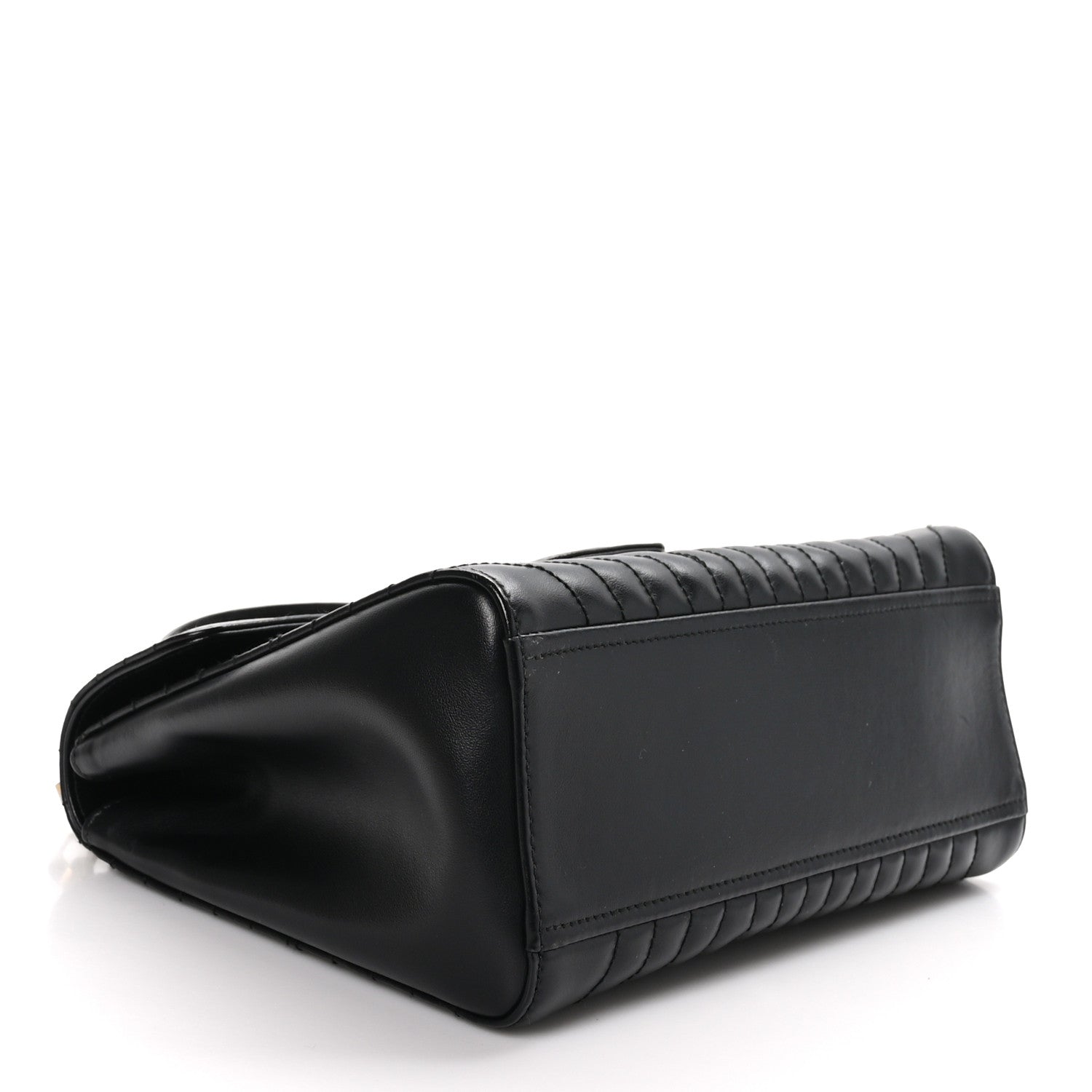 Prada Soft Calfskin Impunture Diagramme Flap Top Handle Bag Black 4 of 10