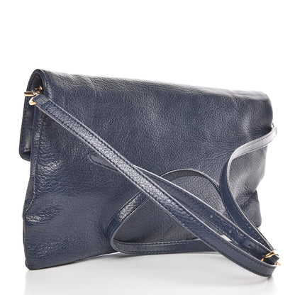 Balenciaga Chevre Gold Metallic Edge Hardware Envelope Clutch Bleu Nuit 3 of 7