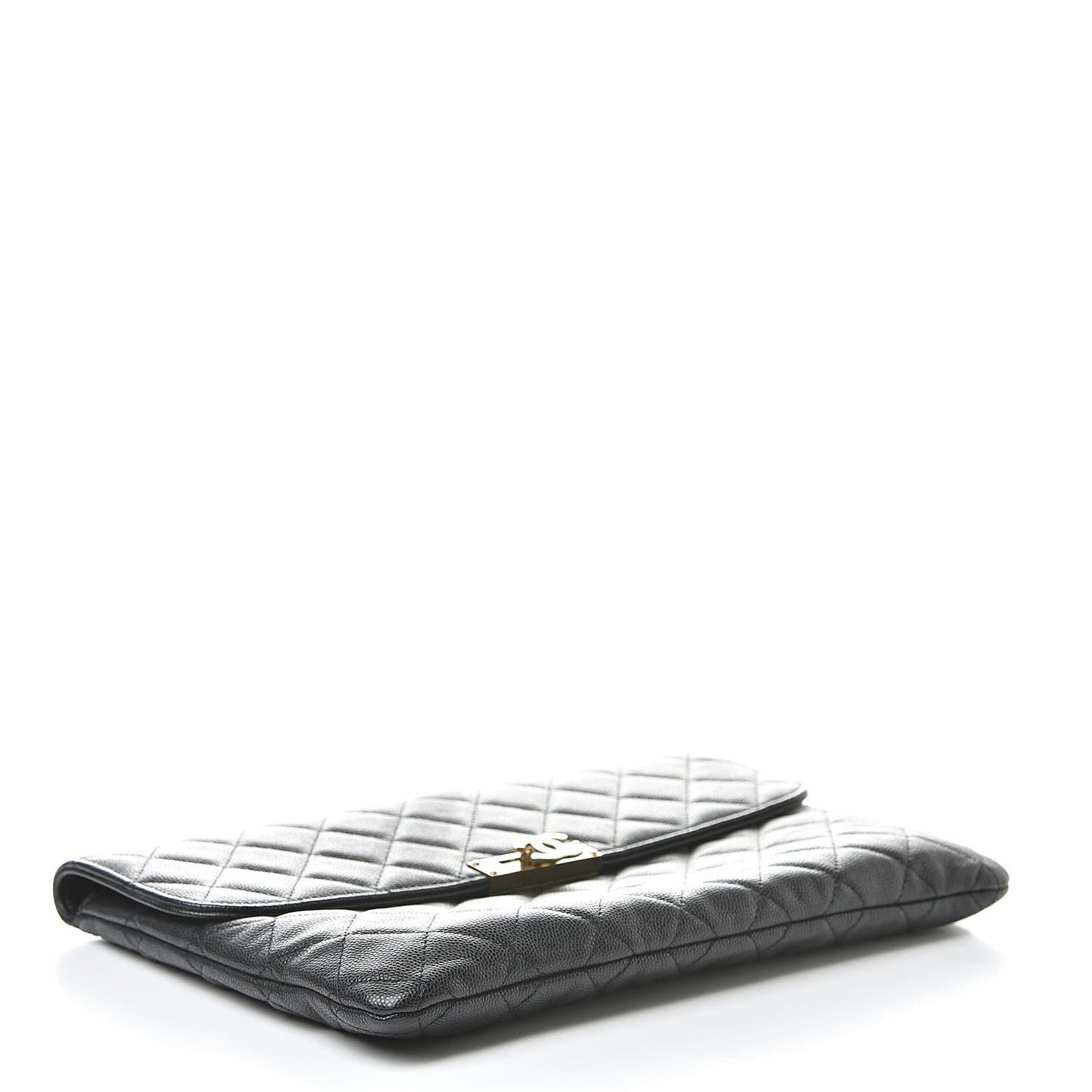 Caviar Quilted Medium Golden Class Pouch Black
