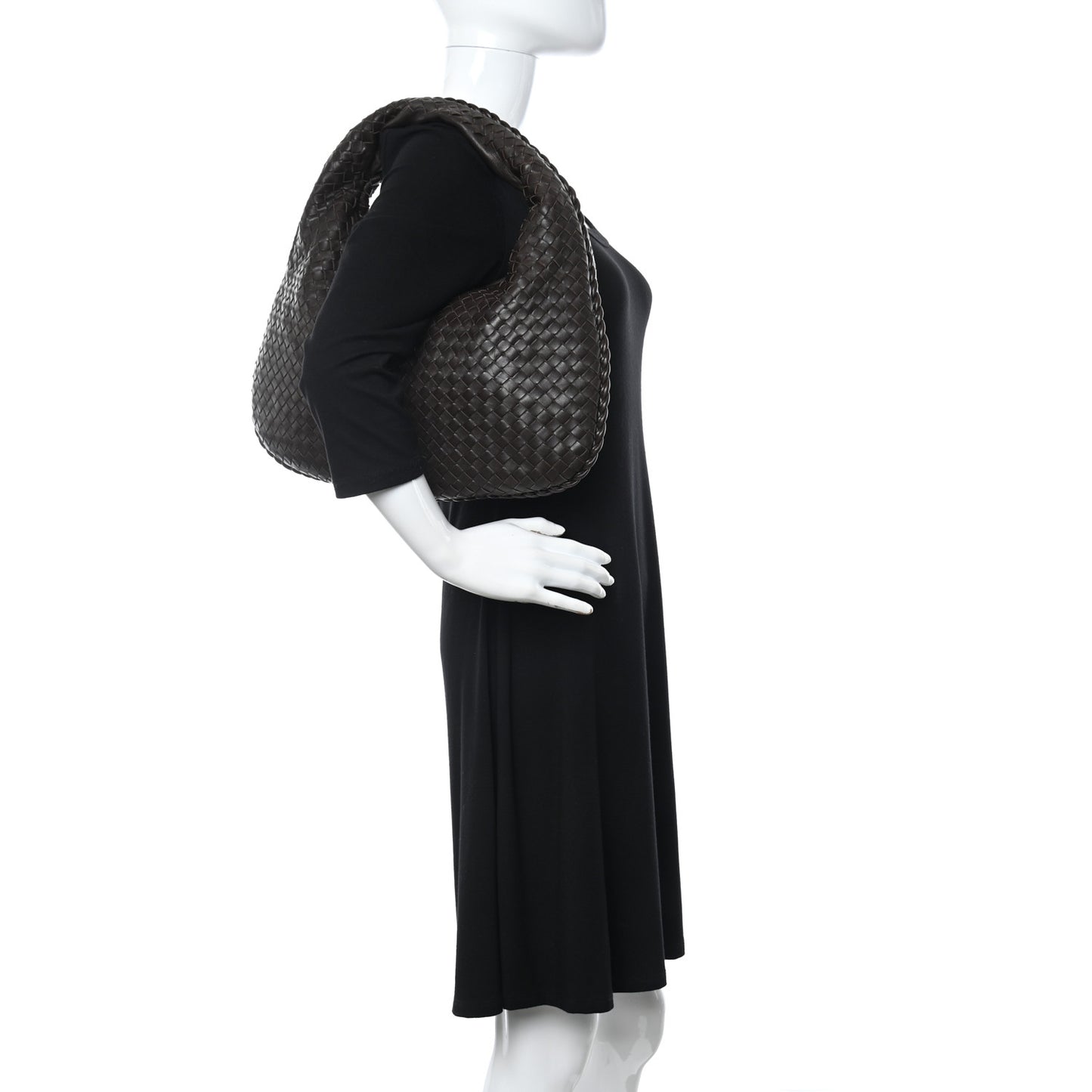 Nappa Intrecciato Medium Veneta Hobo Ebano
