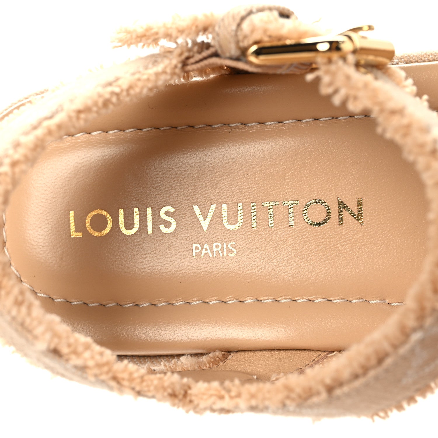 Louis Vuitton Denim Maya Flatform Sandals 37.5 Beige 9 of 10