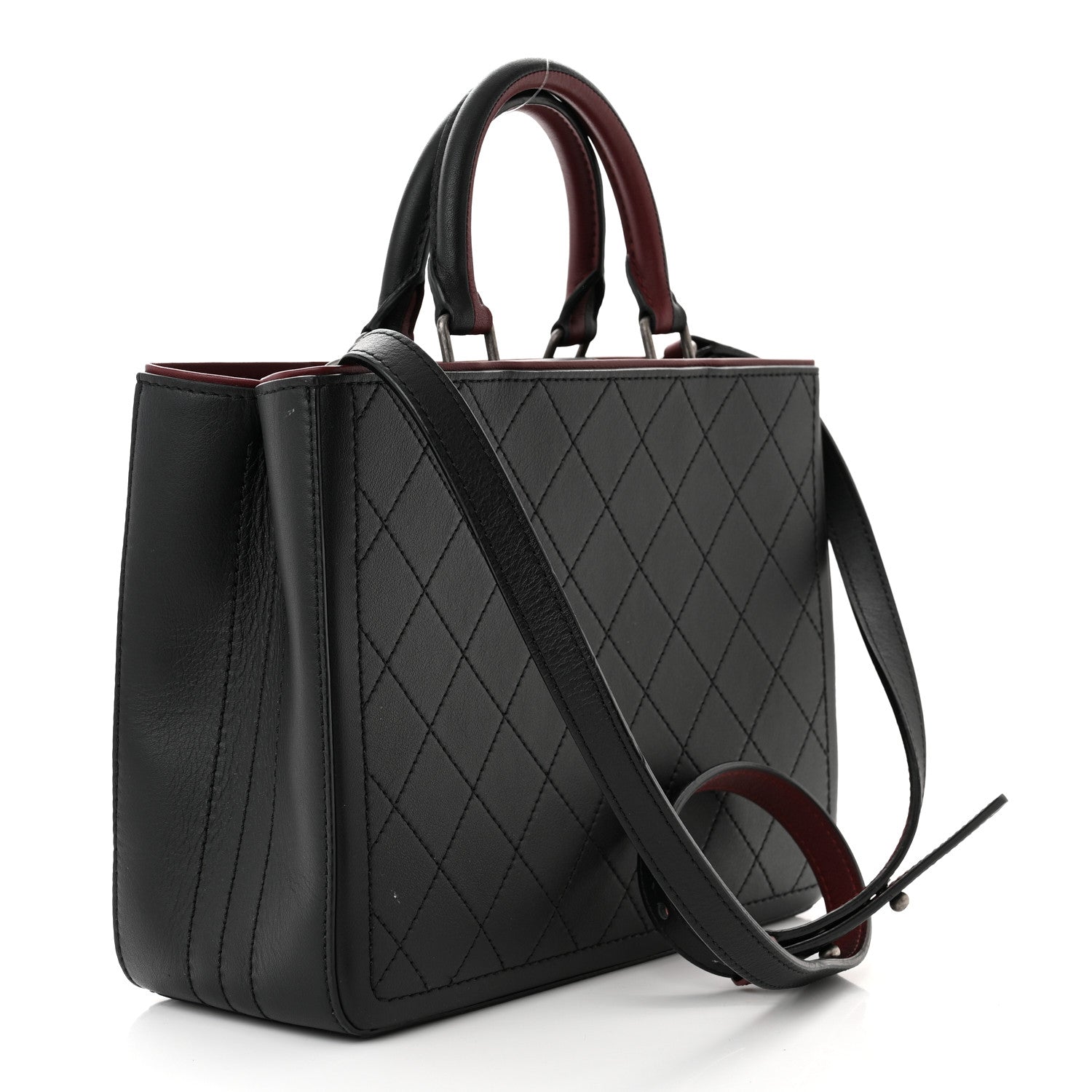 Chanel Bullskin Stitched Bi-Color Medium Shopping Tote Black 3 of 16