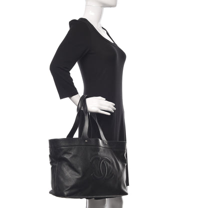 Chanel Goatskin Perforated Large CC Tote Black 2 of 13