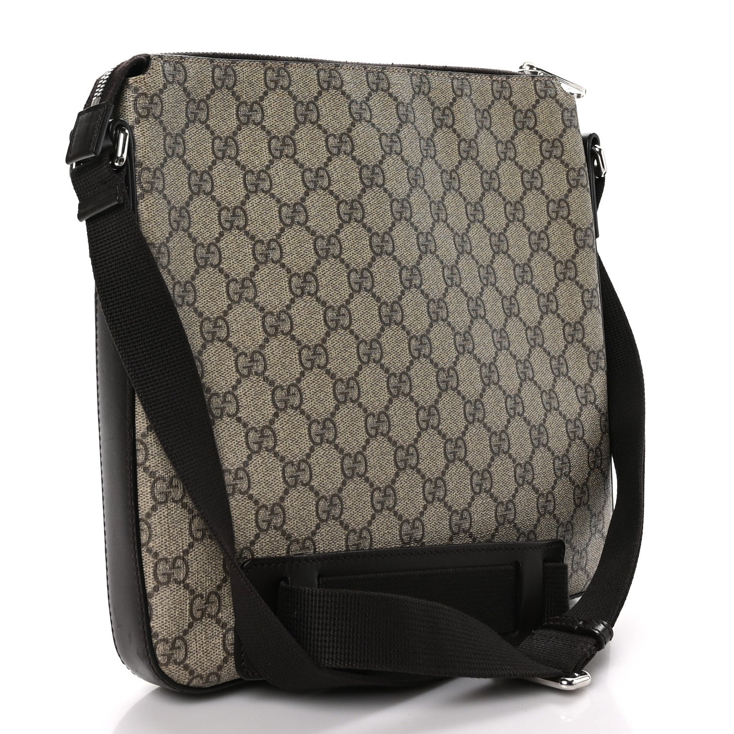 Gucci GG Supreme Monogram Medium Flat Messenger Bag Beige Brown 3 of 12