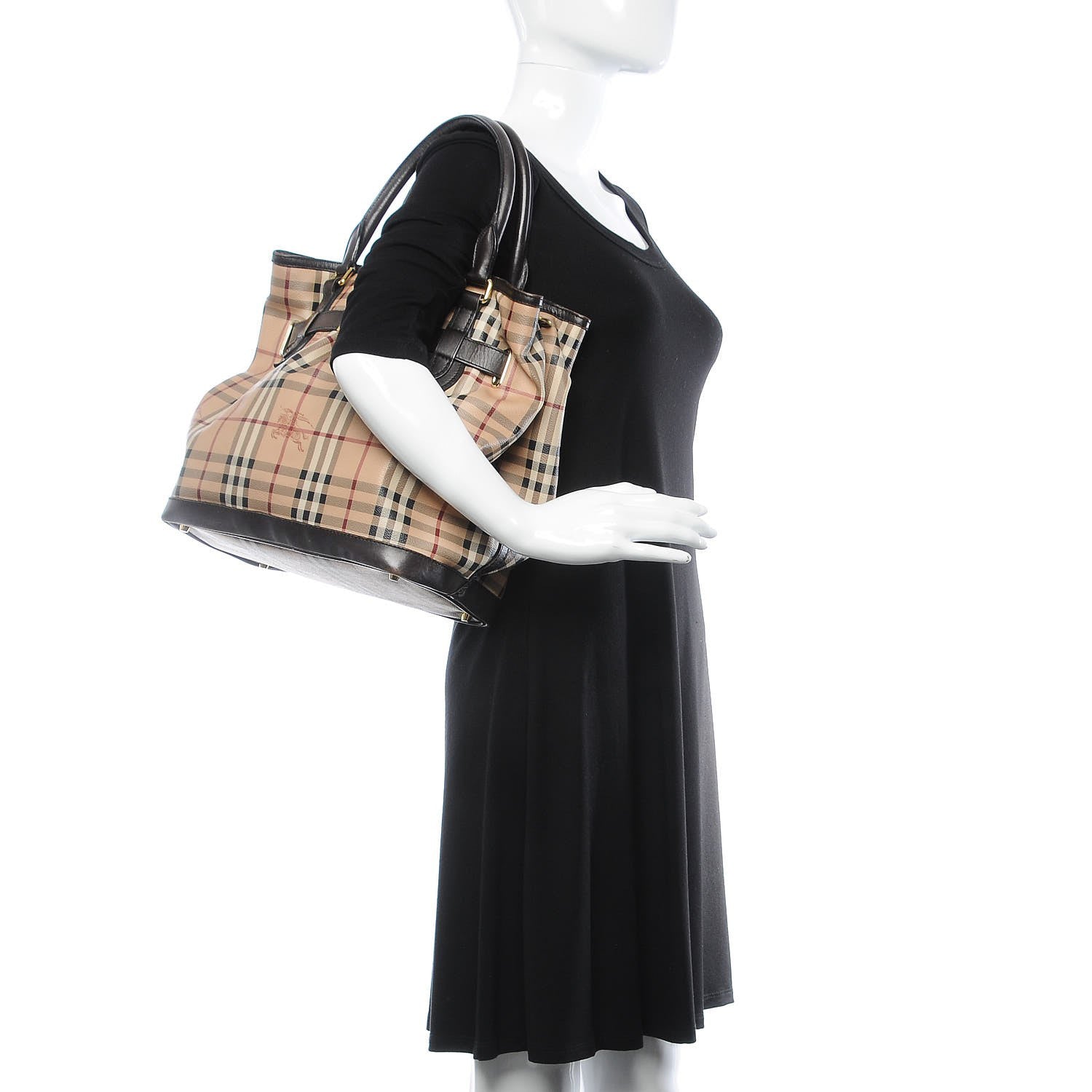 Burberry Haymarket Check Medium Golderton Tote Chocolate 2 of 15