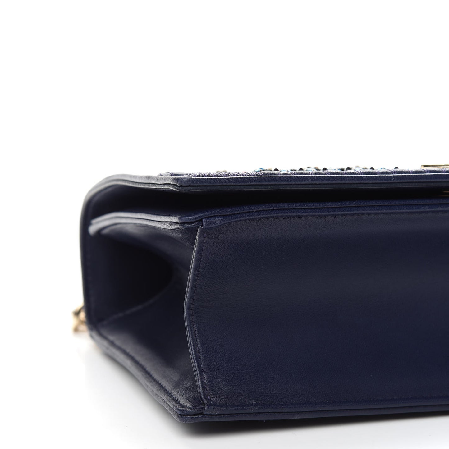Calfskin Crystal Embroidered Medium Diorama Flap Bag Blue