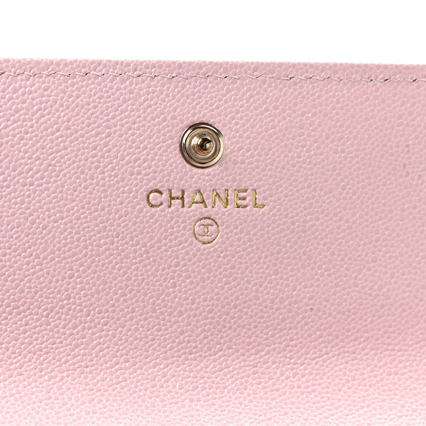 Caviar Quilted Studded CC Large Gusset Flap Wallet Light Pink