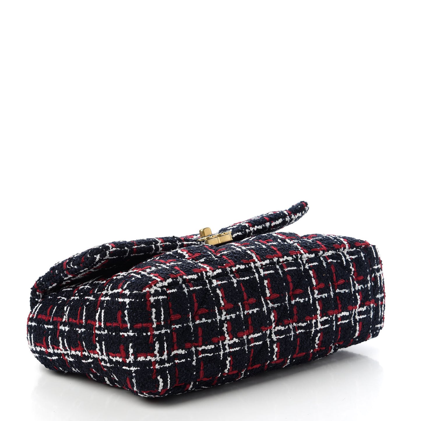 Tweed Quilted Large Chanel 19 Flap Navy Blue White Red