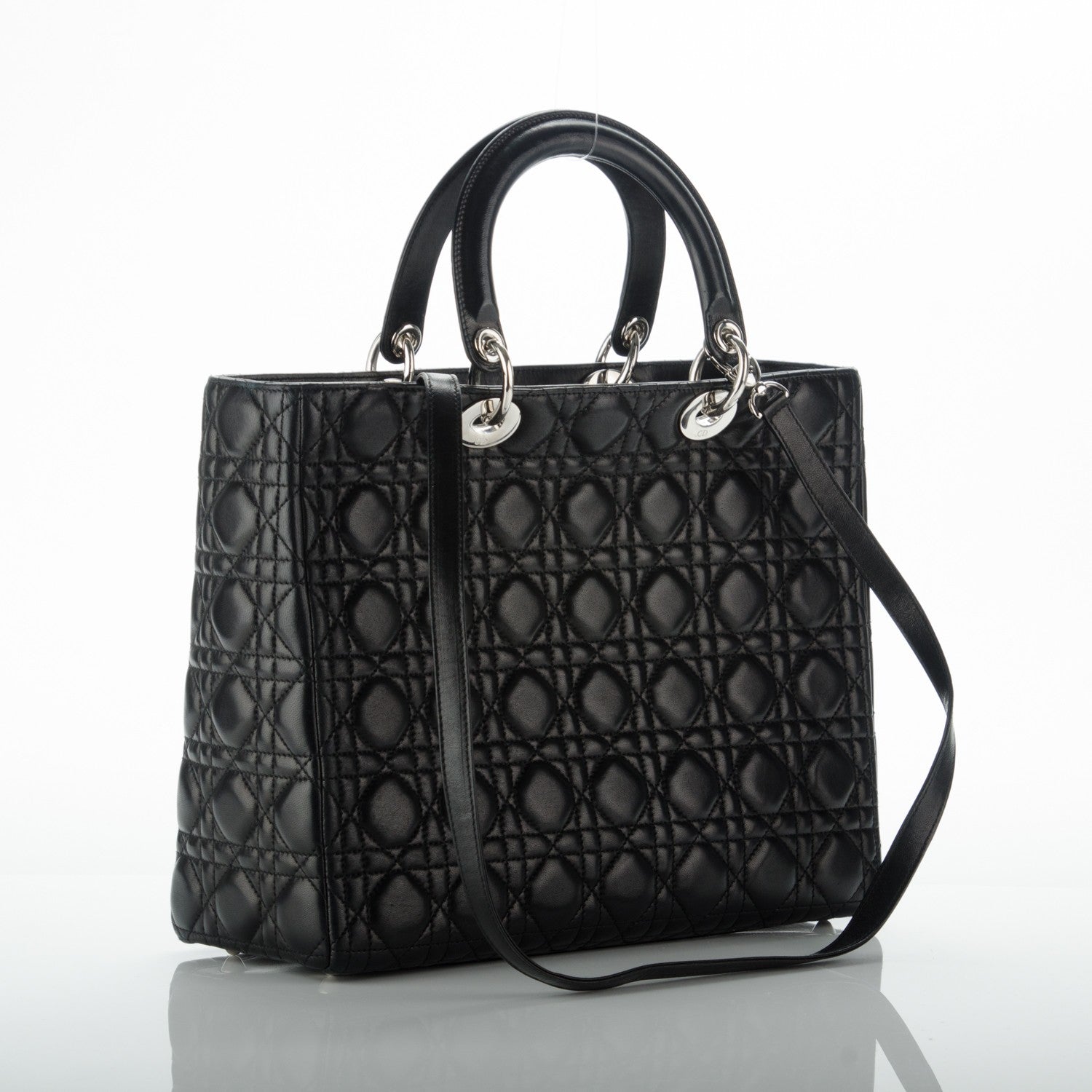 Christian Dior Lambskin Cannage Large Lady Dior Black 3 of 7