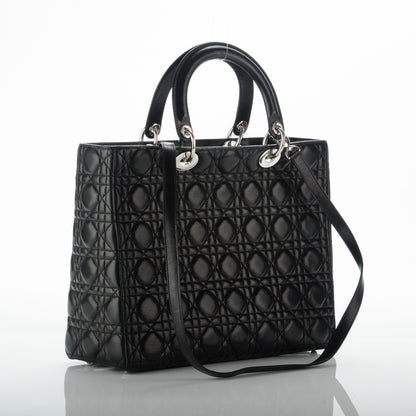 Christian Dior Lambskin Cannage Large Lady Dior Black 3 of 7