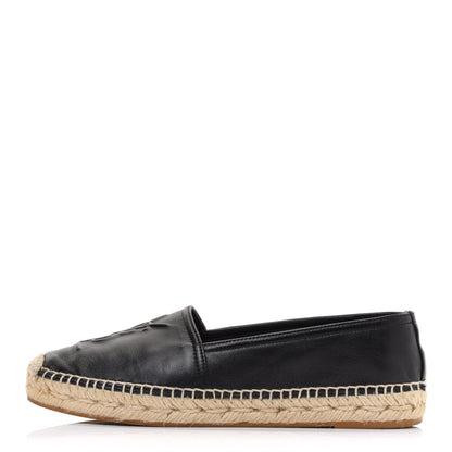 Saint Laurent Lambskin Monogram Espadrilles 36.5 Black 1 of 9