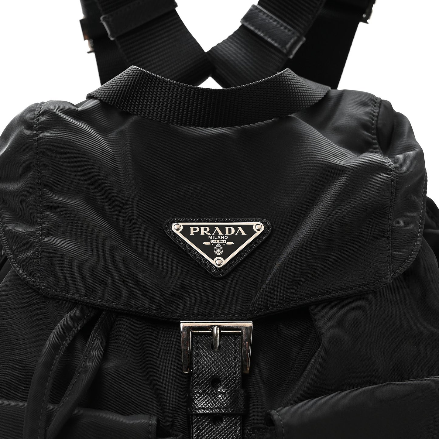 Tessuto Nylon Saffiano Medium Backpack Black