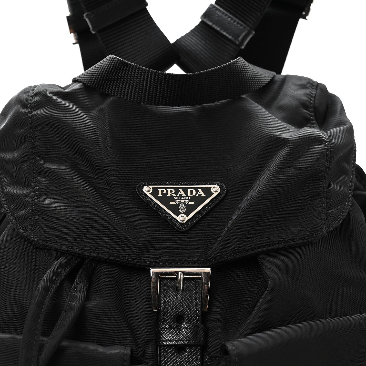 Prada Tessuto Nylon Saffiano Medium Backpack Black 8 of 10