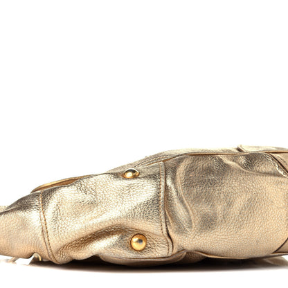 Prada Metallic Vitello Daino Pushlock Flap Shoulder Bag Gold 7 of 9