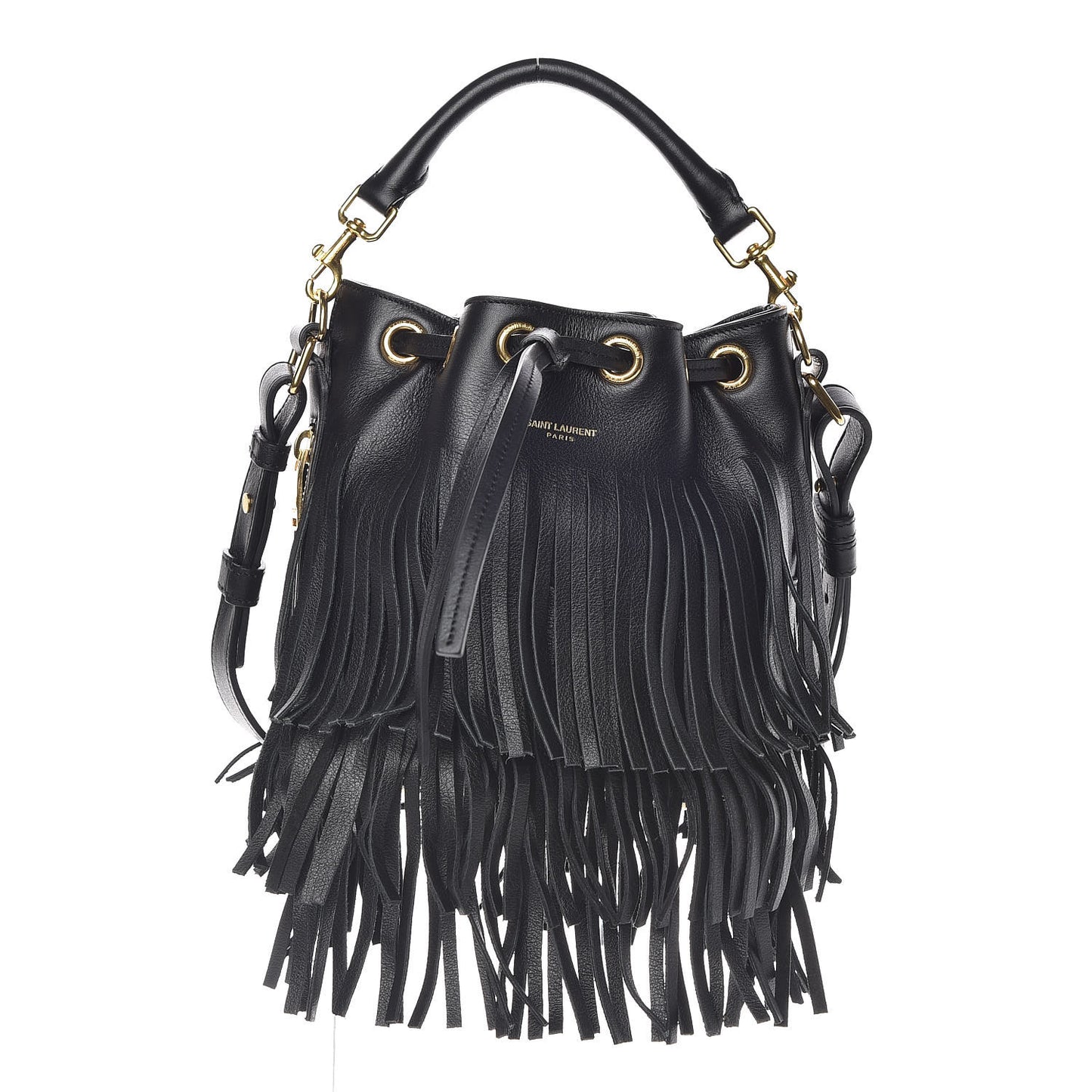 Calfskin Small Emmanuelle Fringe Hobo Bag Black