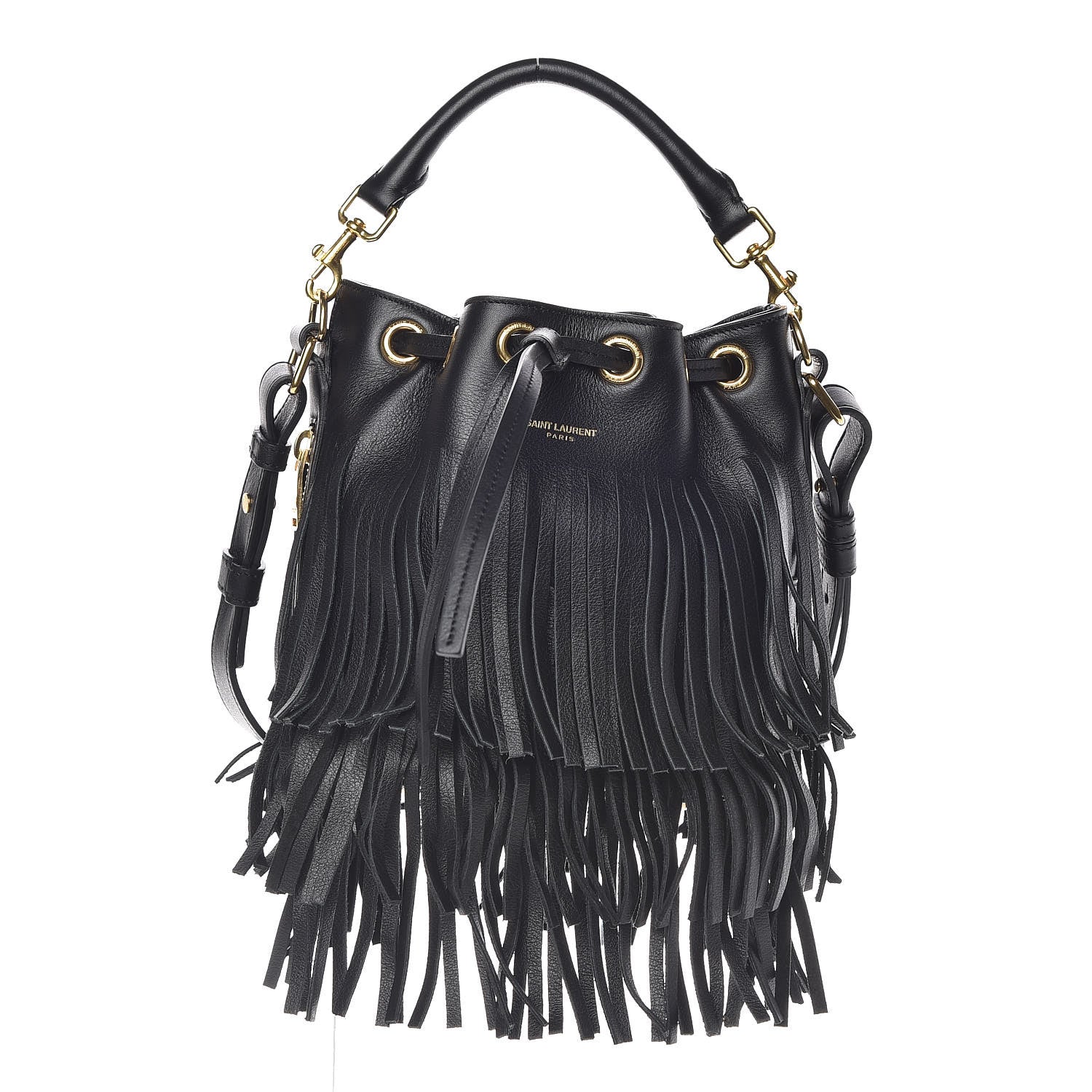 Saint Laurent Calfskin Small Emmanuelle Fringe Hobo Bag Black 1 of 11